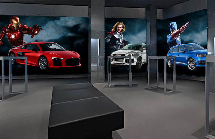 Audi/Marvel point-of-sale digital displays