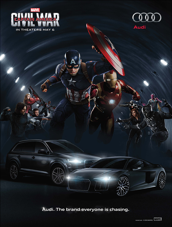 Audi/Marvel poster and bus shelter